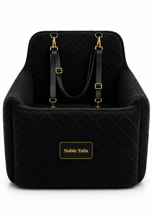 Noble Tails Dog Car Booster Seat - Premium Front Seat Travel Bed for Small & Medium Dogs