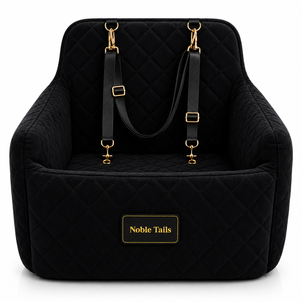 Noble Tails Dog Car Booster Seat - Premium Front Seat Travel Bed for Small & Medium Dogs
